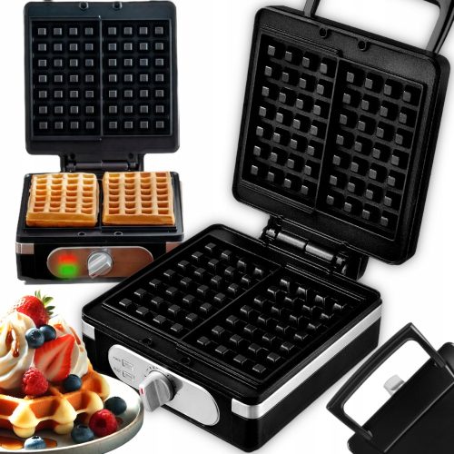  Waffeleisen ELECTO WAFFLE MAKER BLACK 2 FLUFFY WAFFELN SOLID 2000 W schwarz