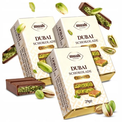 Muah Dubai Milchschokolade mit Pistaziencreme und Kadaifi 29g - Exklusiver Genuss