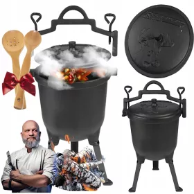    Gusseisentopf Jagd / Ungarischer Topf für Lagerfeuer Grillbraten 8L