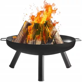    Garten-Feuerstelle für Lagerfeuer, 58 cm, großer Dreibein-Gartengrill mit Griffen