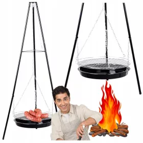    Gartengrill Gartenfeuerstelle mit Hängerost Metall Dreibein