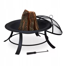    Gartenfeuerstelle 74 cm großer Grill mit Funkenschutz aus Gusseisen