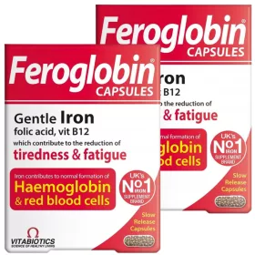   Vitabiotics Feroglobin Eisen B12 und Folsäure - Unterstützung bei Anämie, 60 Kapseln