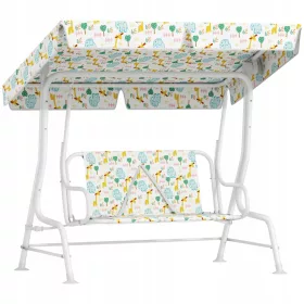  2-Sitzer Kinderschaukel, verstellbares Dach, Stahlrahmen