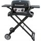 YATO Tragbarer Gas-Gartengrill, 2 Brenner, 5 kW, Schwarz + zusammenklappbarer Wagen
