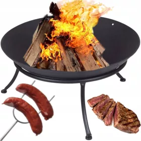    Gartenfeuerstelle aus Gusseisen, 80 cm, für Grill, Lagerfeuer, Picknick