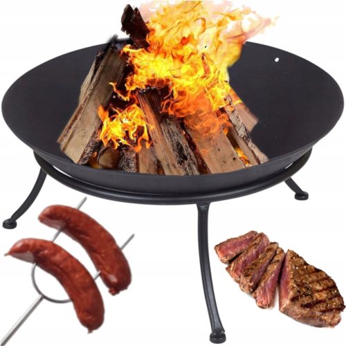  Gartenfeuerstelle aus Gusseisen, 80 cm, für Grill, Lagerfeuer, Picknick