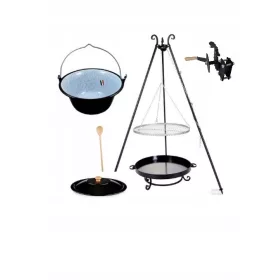    GRILL XXL ROLLE FIREPELLER 80cm EDELSTAHLROST 80 cm + KESSEL 14 L