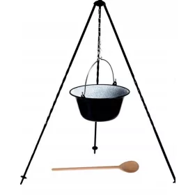  UNGARISCHER EMAILLIERTER JAGDKESSEL 25L STÄNDER