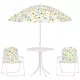  Kinder-Gartenmöbel-Set, Tisch, 2 Stühle, Sonnenschirm
