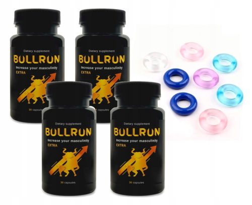 4x BullRun Extra + GRATIS Erektionsring! Natürliche Unterstützung der männlichen Vitalität