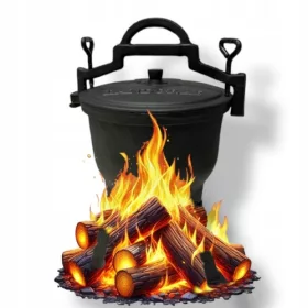    Gusseisentopf Jagdtopf für Lagerfeuer gebratenes GULASCH LANDGRAF 8L