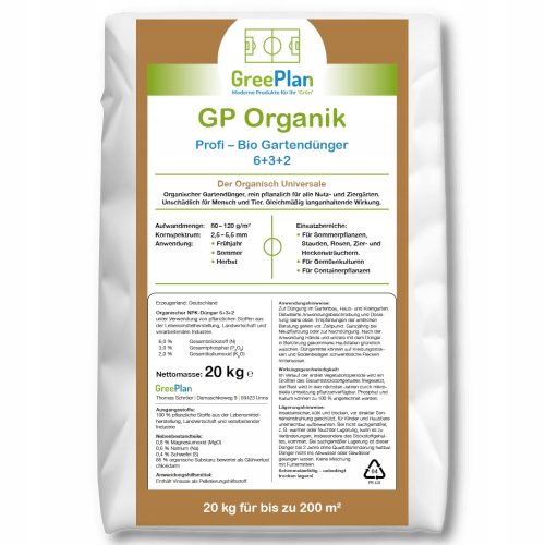  GREENPLAN Bio organischer Dünger für Gartenpflanzen GP Organik 20 kg