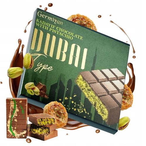 Luxuriöse Dubaj Schokolade Germiyan mit Pistazien und Kadayif - 100g + GRATIS