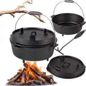    UNGARISCHES JAGDKÄTZCHEN 2in1 HÄNGEND/STEHEND MIT BRATPFANNE IM DECKEL