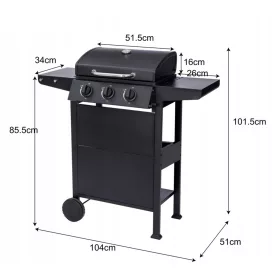    GASGRILL EL FUEGO SAN JOSE 3 BRENNER GUSSEISERNER ROST + REDUZIERER JETZT ERHÄLTLICH!