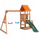  SPIELPLATZ - PLATTFORM - 2 SCHAUKELN - KLETTERWAND - RUTSCHE -