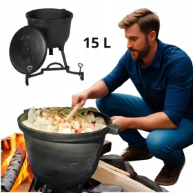  Gusseisenkessel 15l für ungarisches Lagerfeuer
