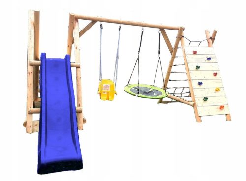  HOLZSPIELPLATZ FÜR DEN GARTEN MEGA IMPRÄGNIERTE RUTSCHE 3 M 2 SCHAUKEL