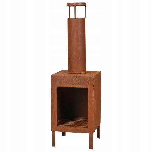  ProGarden Feuerstelle mit Kamin und Halterungen, 100 cm, Rost