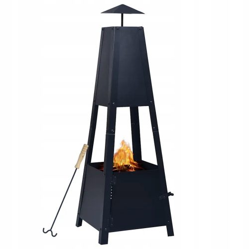  Gartenkamin, schwarz, 35x35x99 cm, Stahl