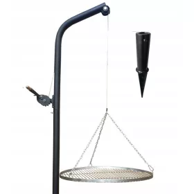    Gartengrill auf Kranarm mit Edelstahlrost 80 cm und Tragegriff