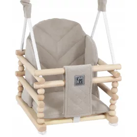    Kinderschaukel für Zuhause, Garten, Zimmer, Holz, stabiler Sitz, Samt