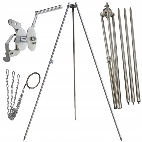  Gartengrill Dreibein 200cm gedrehte Edelstahlrolle INOX LUX Seil