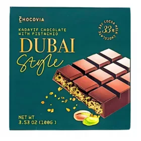   Exklusive Dubai-Style Milchschokolade mit Pistazien – 100g Chocovia