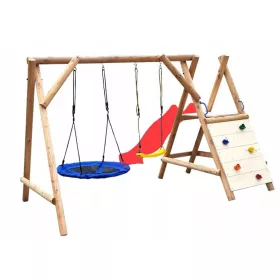    HOLZ GARTENSPIELPLATZ DUO RUTSCHEN 3M IMPRÄGNIERUNG NEST SCHAUKEL