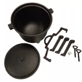    Gusseisentopf Jagdtopf 8L für Lagerfeuer Hochwertiger dicker Boden