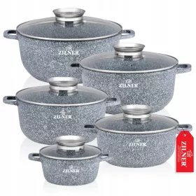  Zilner Topfset für Induktion, Gas und mehr – Marmorb beschichtet & elegant