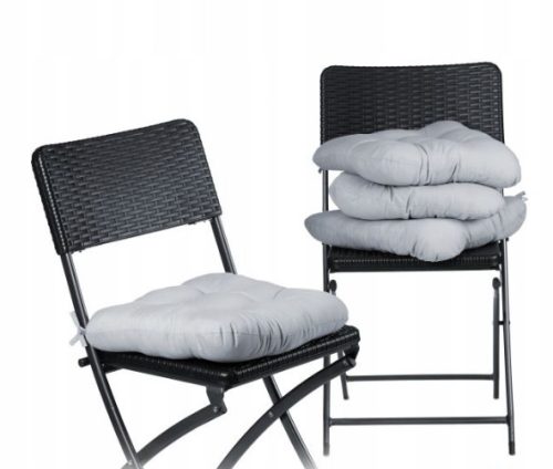  4er Set Gartenstuhlkissen, dick grau