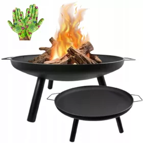    Gartenkamin Grillrost Massive Qualität Schwarz Stahl Schale Lagerfeuer