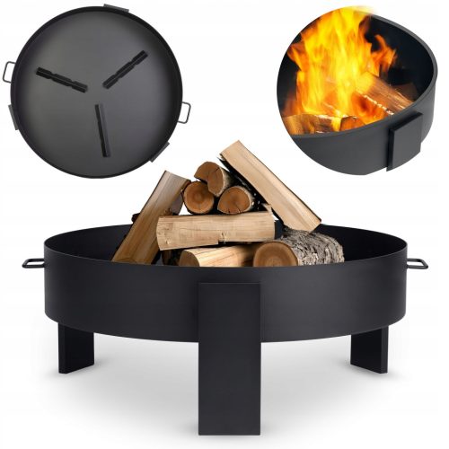  Gartenfeuerstelle, 80 cm, mit Griffen, großer, stabiler Lagerfeuergrill
