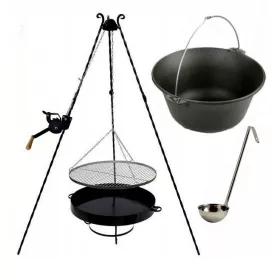    Grillrost Edelstahl 60cm Haspel Feuerraum Gusseisenkessel 11l