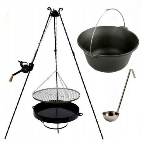  Grillrost Edelstahl 60cm Haspel Feuerraum Gusseisenkessel 11l