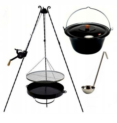  Grillrost Edelstahl 45 Rolle Kessel 8l mit Deckel und Schöpfkelle
