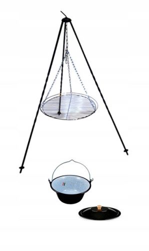  GRILL 50CM GESCHMIEDETES DREIBEIN + 8L KESSEL MIT DECKEL