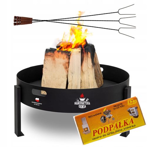  Gartenkamin 70cm Grill Stahl Feuer 2mm Kessel Politur + Zubehör