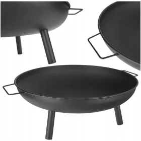    Gartenfeuerstelle, Gartengrill, 58 cm, rund, Lagerfeuerschale, Griffe