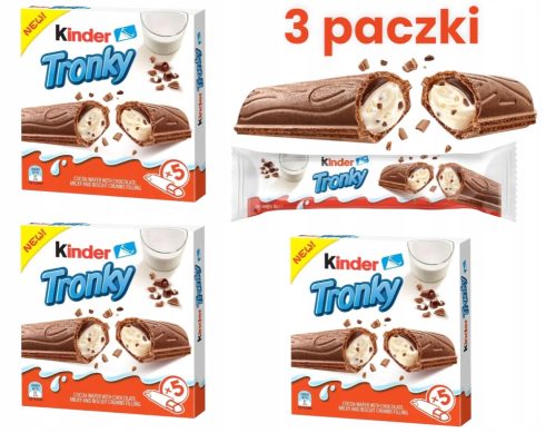 Kinder Tronky Schokoladenriegel mit Cremefüllung und Waffel - 3er Pack
