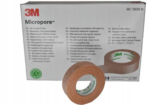 3M Micropore 1533-0 Chirurgisches Pflaster - 1,25cm x 9,1m, 24 Stück