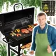  Gartengrill Fasstische Stahl Massivrost mit Thermometer + 6kg Kohle