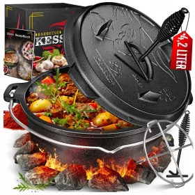  Gusseisentopf Grillpfanne mit Deckel Kesser 4,2L