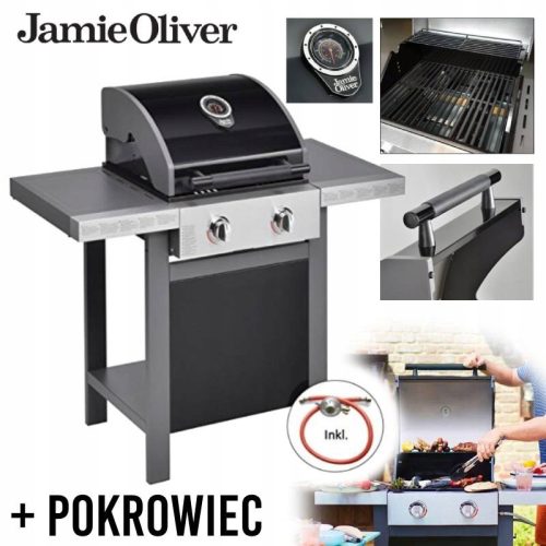  Jamie Oliver 2-Brenner-Gasgrill 84cm Gusseisen Edelstahl BBQ-Rost