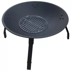    Gartenkamin für Lagerfeuer Grillkessel Stahl schwarz groß 55 cm
