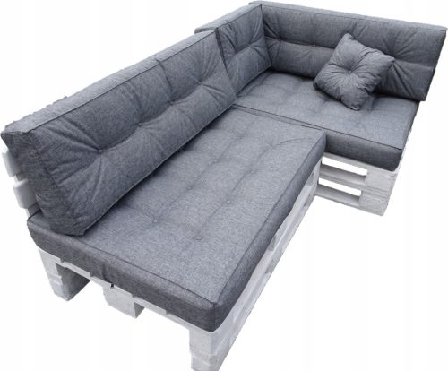  Kissen für zwei Paletten 6er Set 120 x 80 grau GERADE RÜCKENLEHNE
