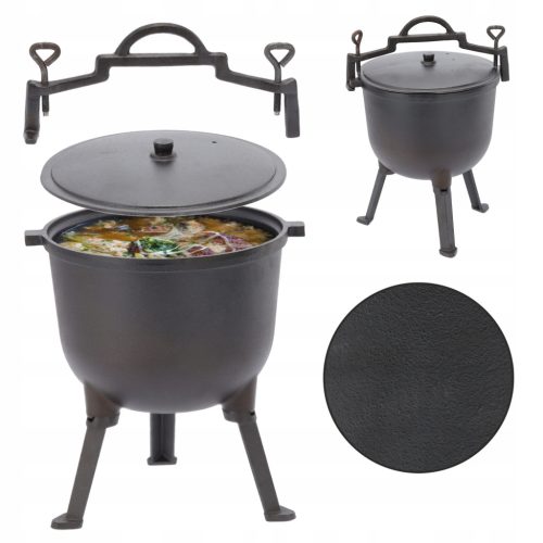  JAGDTOPF AUS GUSSEISEN 8L MIT DECKEL UND FÜSSEN