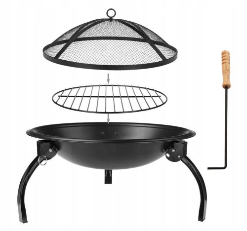  Gartenfeuerstelle mit Deckel und Grillspieß